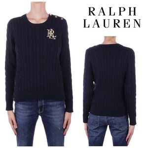 The Lauren Ralph Lauren Montiva Cable-Knit Cotton Sweater in Navy